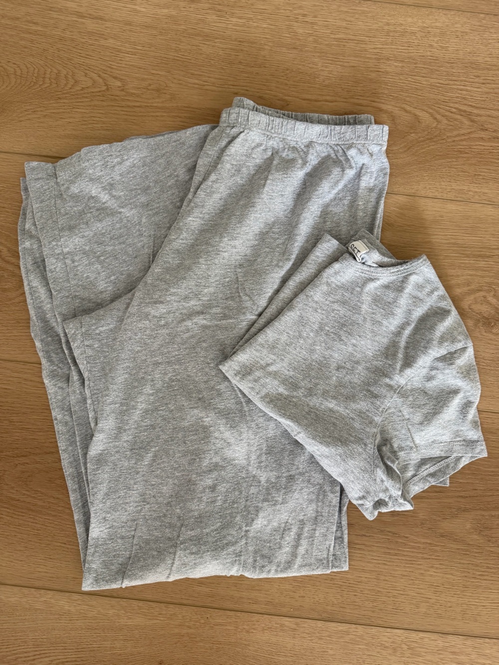 SET Active Light Gray Lounge Set - Tee and Wide Leg Pants